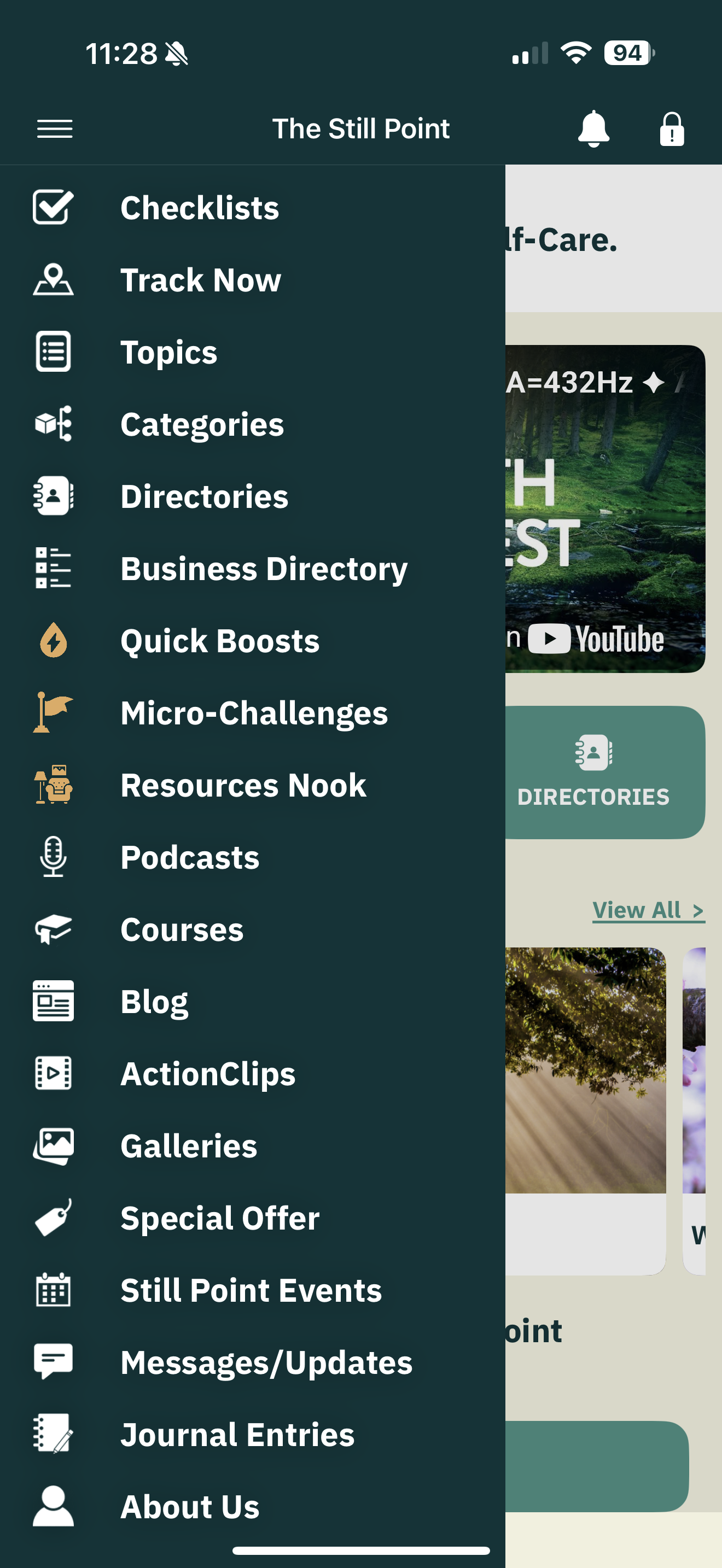 Categories Menu Screenshot