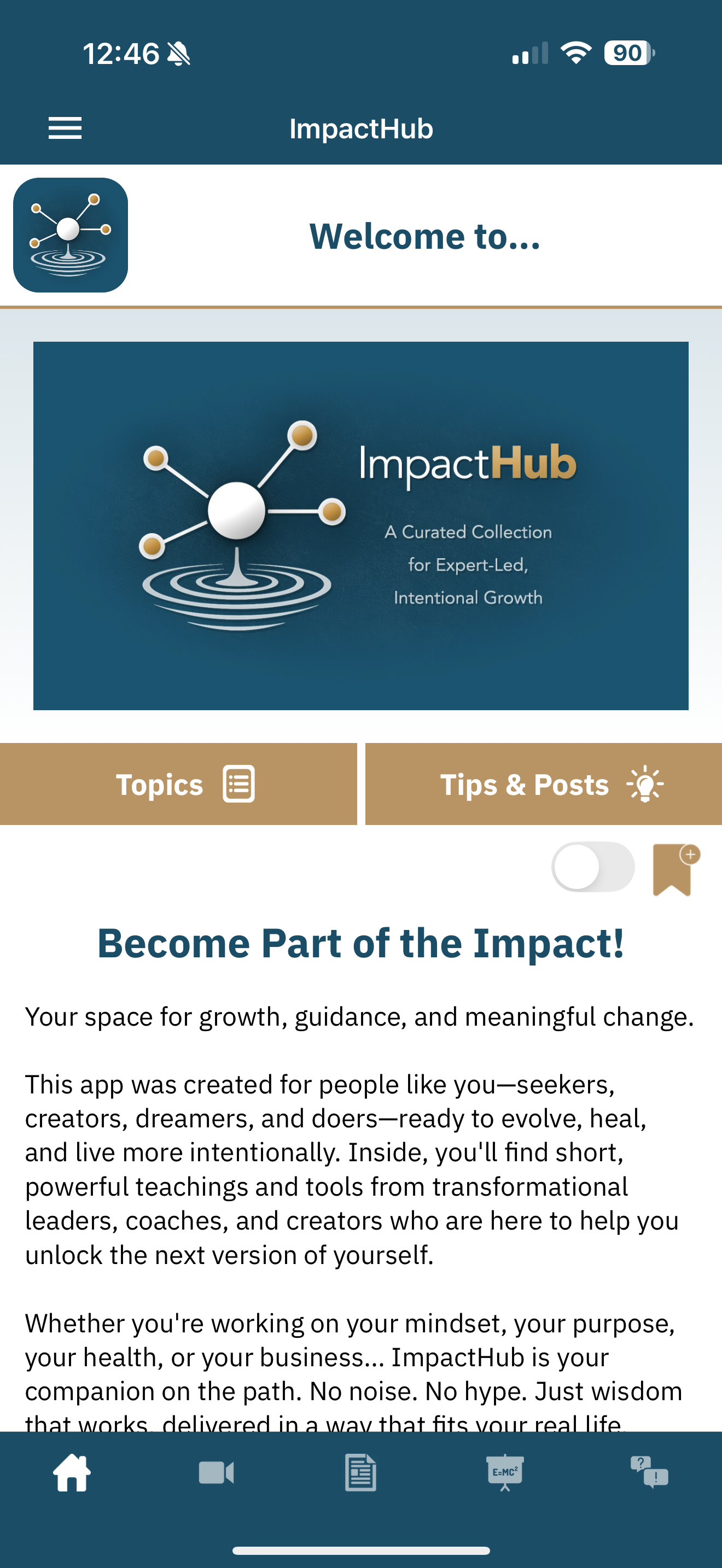 ImpactHub Welcome Screen